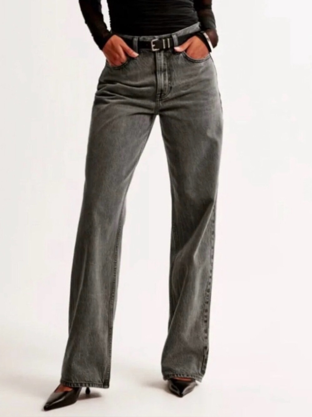 A&F Curve Love Loose Jean (Dark Grey)